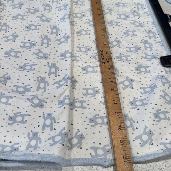 Snugababy Baby Blanket White gray striped blue Bears Reversible Cotton - Picture 6 of 8